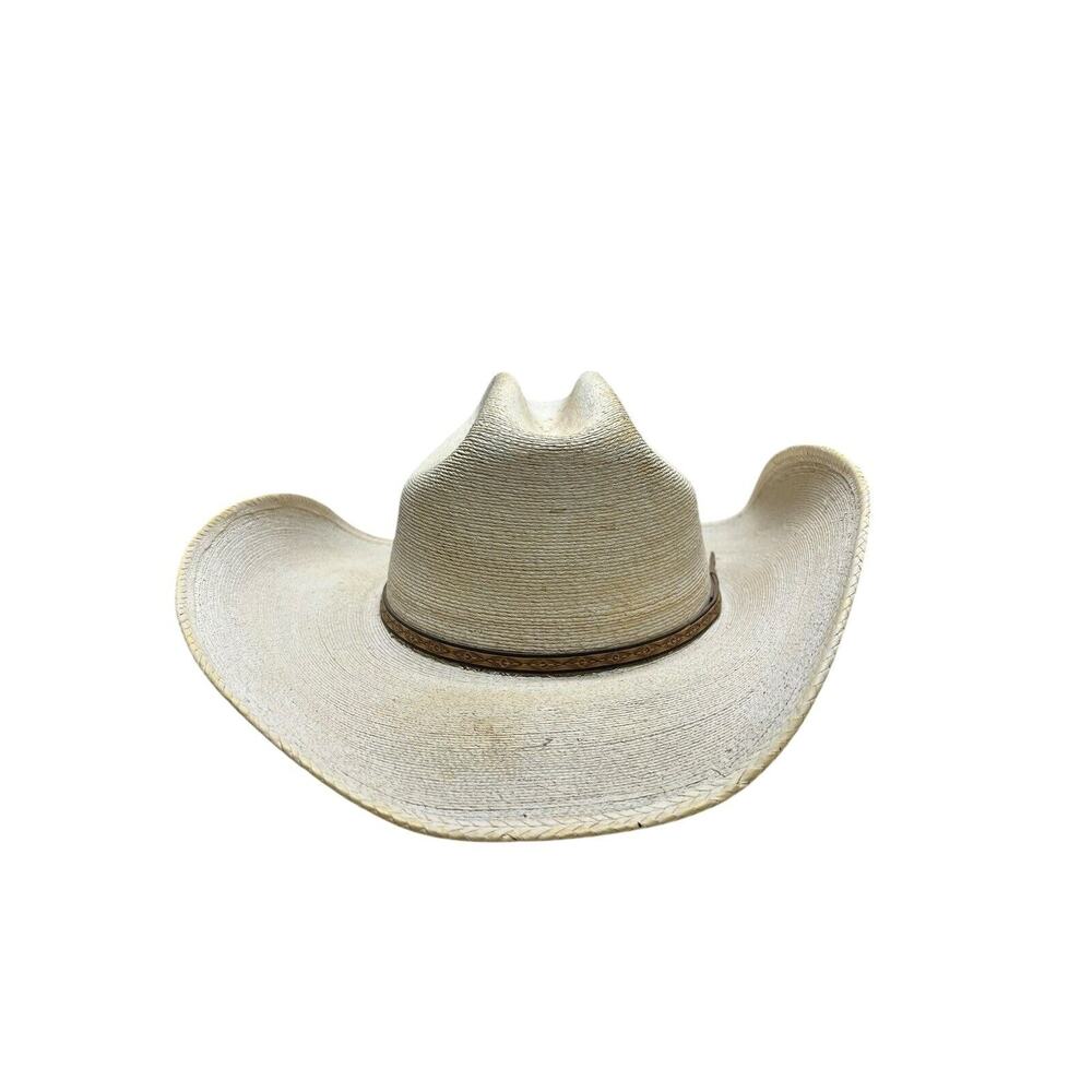SUN BODY WESTERN HAT Breathable Whitewashed Palm Leaves 22 1/4"